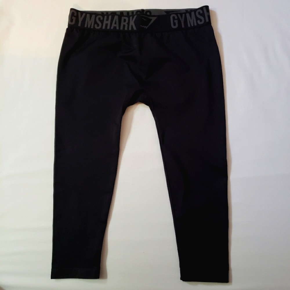 Gymshark Fit Seamless Crop Leggings Black & Gray Size M
